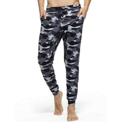 Slim Fit Drawstring Camo Jogger Pants - Gray Xl