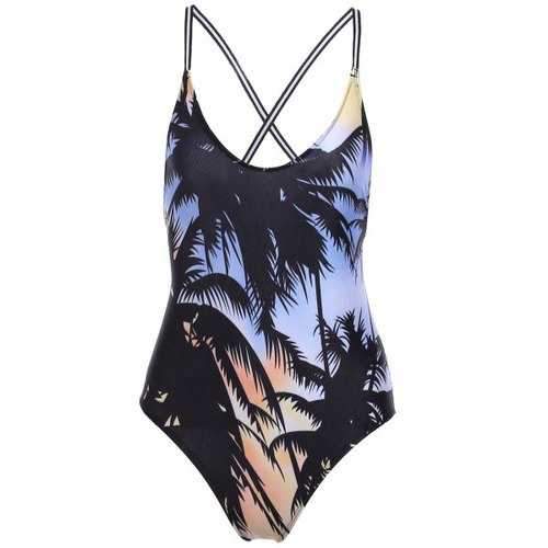 Slip Print One Piece Swimwear - Black Xl