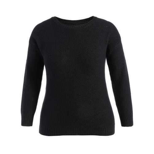 Plus Size Lace See-Thru Sweater - Black 4xl