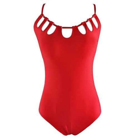 Cut Out Backless One Piece Swimwear - Red M