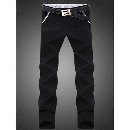 Zip Fly Paisley Printed Chino Pants - Black 30