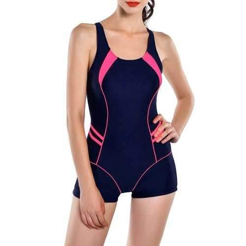 Cut Out One Piece Moulded Swimsuit - Purplish Blue Xl