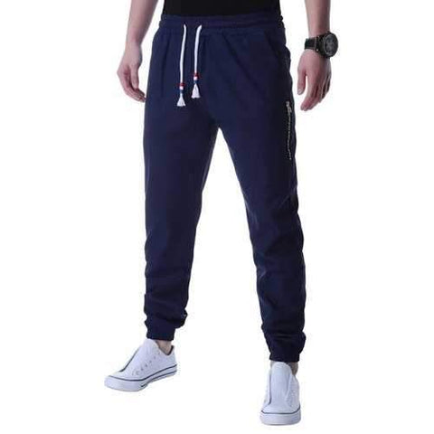 Graphic Selvedge Embellished Beam Feet Jogger Pants - Cadetblue 3xl