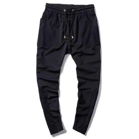 Pocket Mesh Panels Sweatpants - Black 28