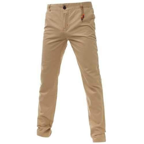 Bead Embellished Zip Fly Chino Pants - Khaki 30