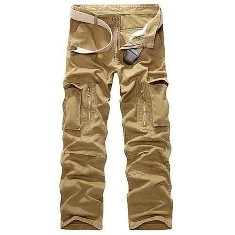 Straight Leg Pockets Military Cargo Pants - Khaki 40