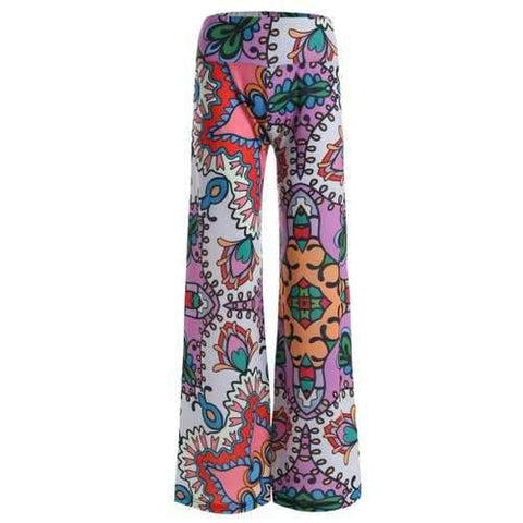 High Rise Allover Print Wide Leg Palazzo Pants - Xl