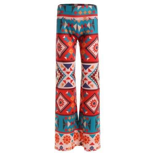 Geometric Damask Print Wide Leg Palazzo Pants - Xl