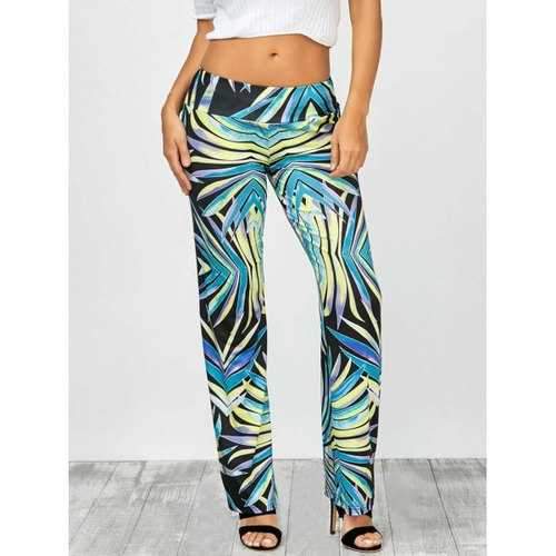 Abstract Print Wide Leg Pants - Xl