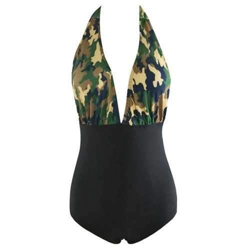 Halter Camo One Piece Swimsuit - S