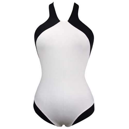 Openback Two Tone One Piece Swimwear - Black White L