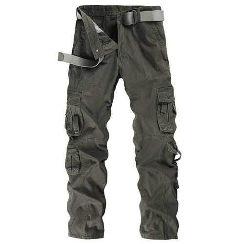 Pockets Embellished Straight Leg Cargo Pants - Gray 34