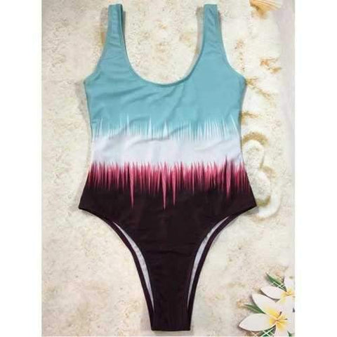 High Cut Backless Ombre Swimwear - S