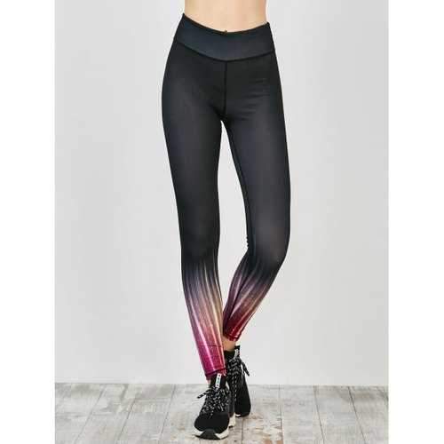 Colored Ombre Fitness Leggings - Black M