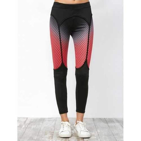 Elastic Workout Leggings with Fishnet Print - Black Xl