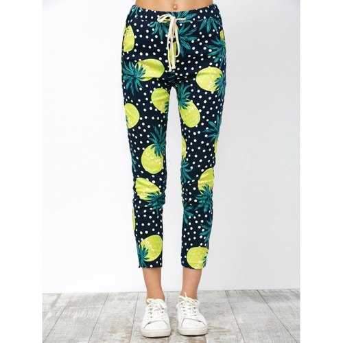 Imitate Pineapple Drawstring Ninth Pants - Yellow M