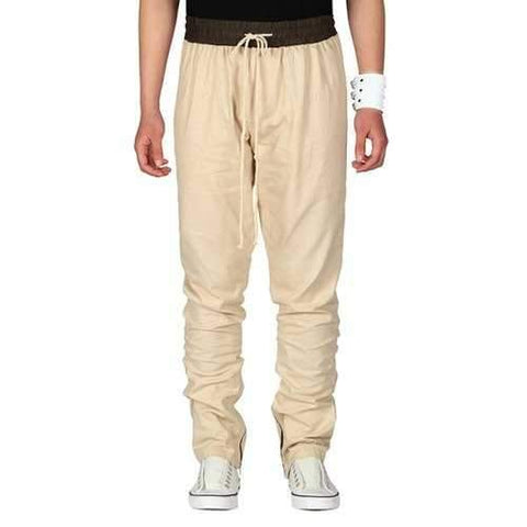 Casual Drawstring Straight Leg Pants - Khaki Xl