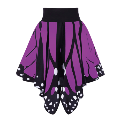 High Waist Butterfly Shape Skirt - Purple L