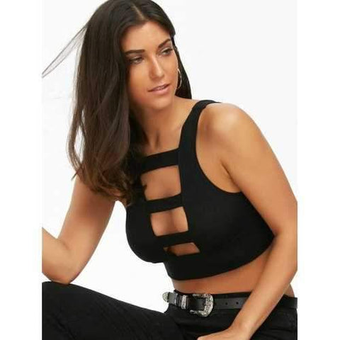 Ladder Cut Out Crop Top - Black Xl