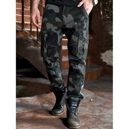 Camo Multi Pockets Drawstring Design Cargo Pants - Green Grey 34