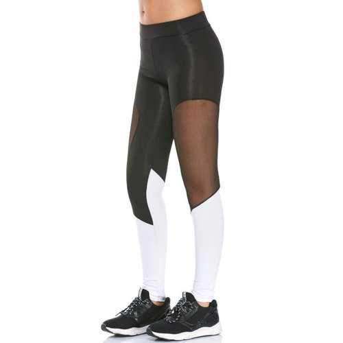 Colorblock Semi Sheer Mesh Workout Leggings - Black M