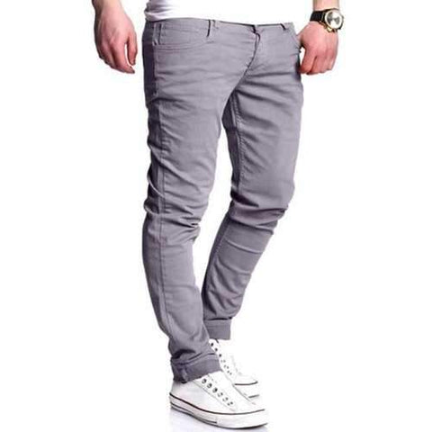 Zipper Fly Basic Straight Leg Pants - Gray L