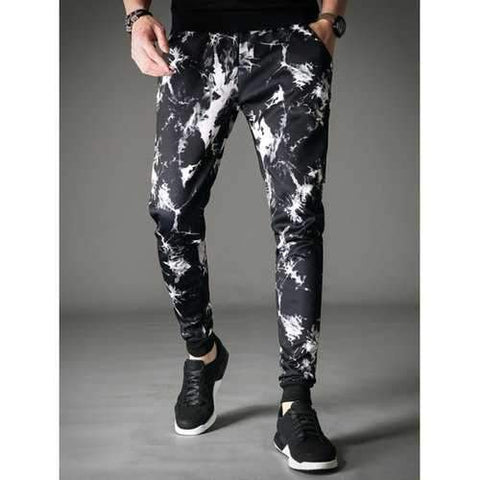 Cracking Dye Sports Jogger Pants - White And Black Xl