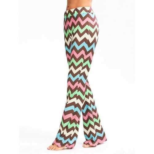 Multicolor Zigzag Printed Flare Pants - S