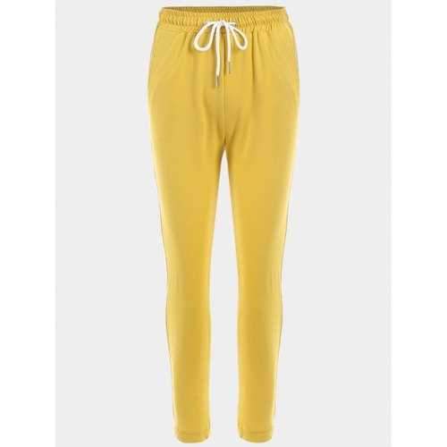 Drawstring Sports Pants - Yellow S