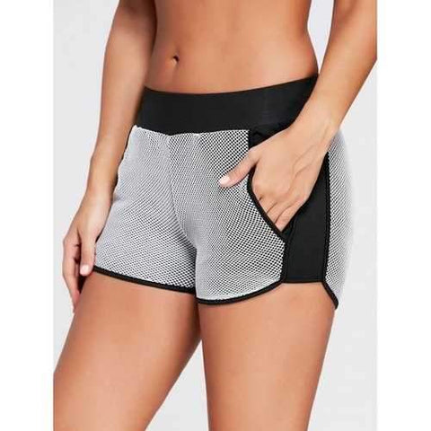 Fishnet Mesh Running Shorts with Pocket - Black S