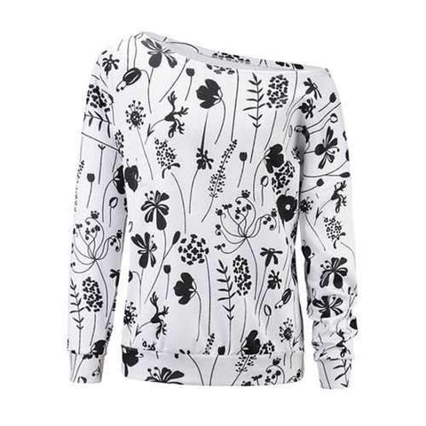 Print One Shoulder Sweatshirt - White 2xl