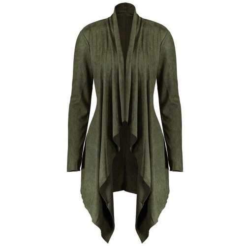 Faux Suede Plus Size Long Jacket - Army Green 3xl