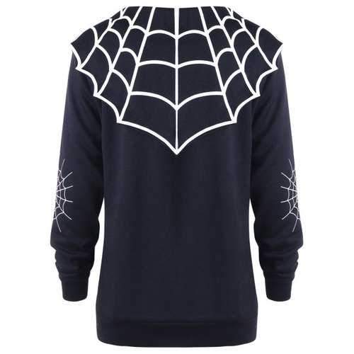 Halloween Plus Size Spider Web Coat - Black Xl