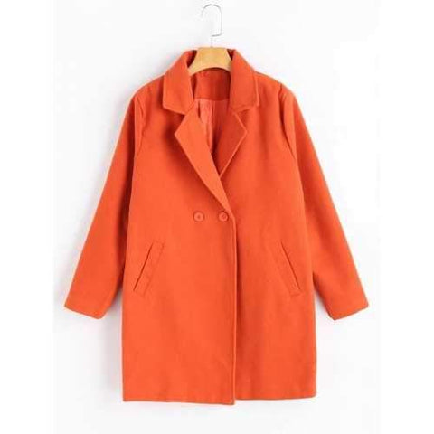 Plus Size Padded Wool Blend Trench Coat - Orange Red 3xl