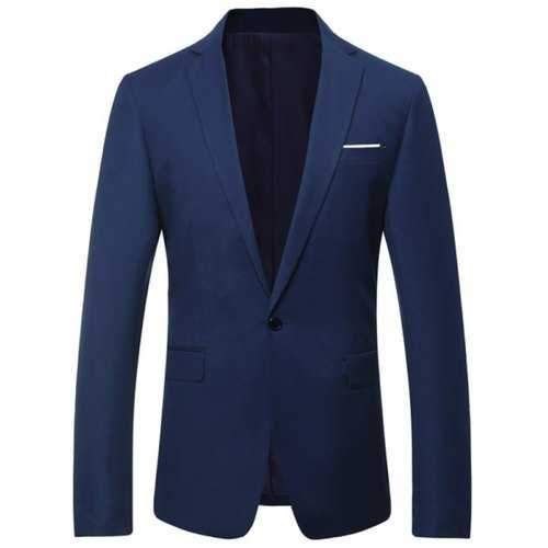 One Button Flap Pocket Business Blazer - Cadetblue Xl