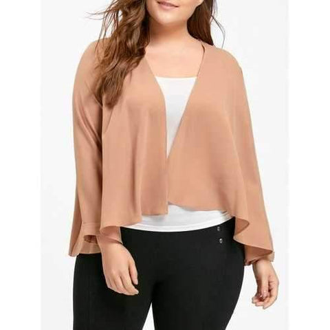 Plus Size Chiffon Waterfall Jacket - Apricot Xl