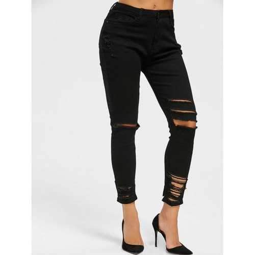 Destroyed Skinny Jeans - Black S