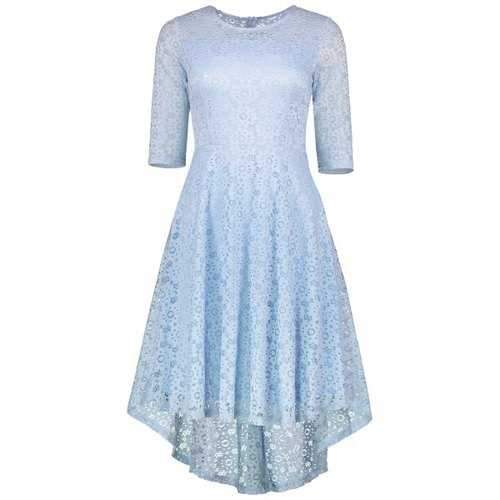 Lace Crochet High Low Midi A Line Dress - Cloudy Xl