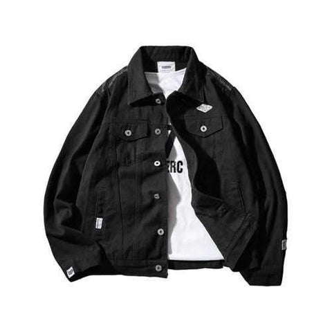 Chest Pocket Camo Panel Jacket - Black L