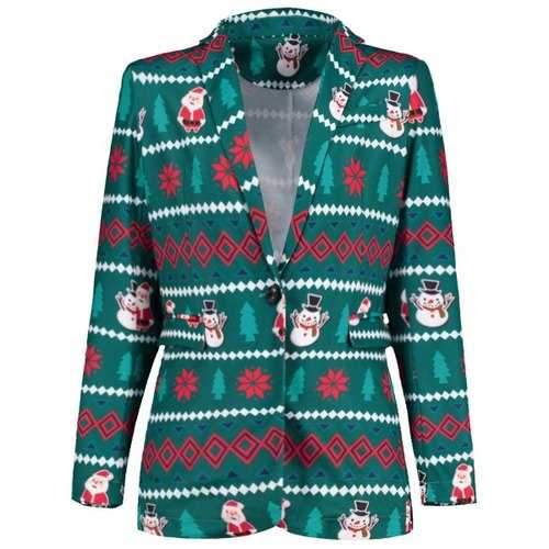 One Button Christmas Blazer - Green M