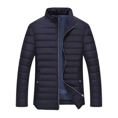 Stripe Detail Zip Up Padded Coat - Purplish Blue 5xl