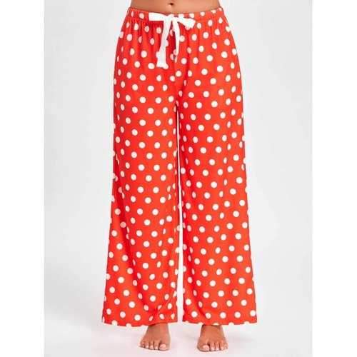 Polka Dot Wide Leg PJ Pants - Red Xl