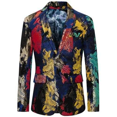 Single Breasted Flap Pockets Colorful Blazer - 4xl