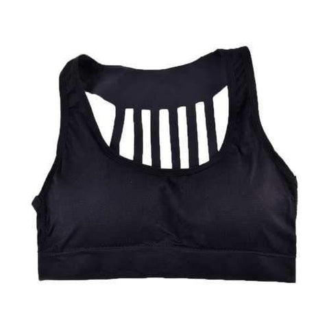 High Stretch Ladies Casual Sports Bra Crop Tops Fashion Bonding Strap Design - Black 2r2610# One Size