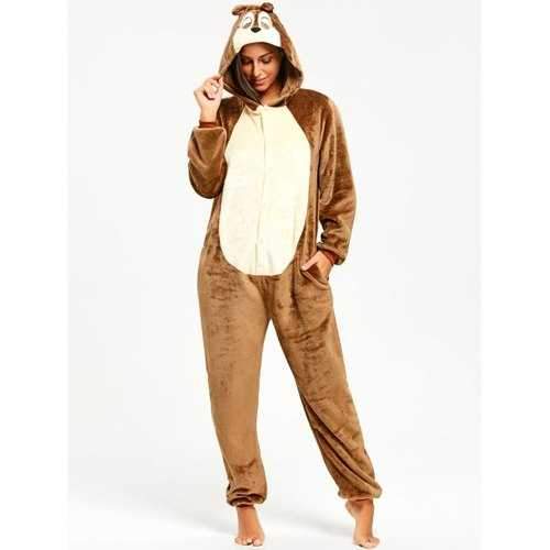 Funny Chipmunk Animal Onesie Pajama - Light Brown M