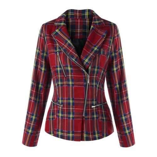 Plaid Zip Fly Jacket - Checked M