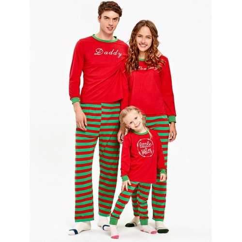 Striped Matching Family Christmas Pajama - Red Dad L