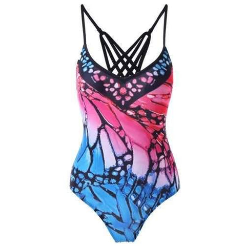 Strappy Butterfly One Piece Swimsuit - S