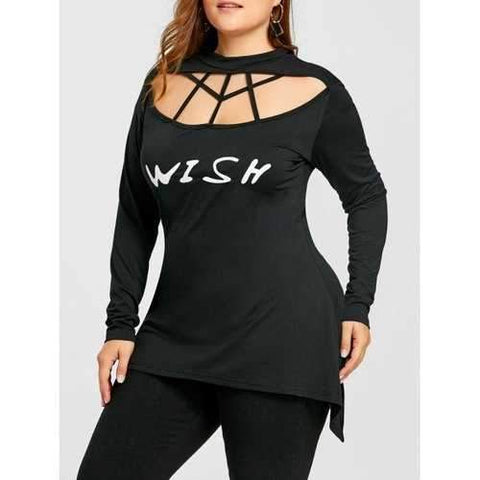 Plus Size Cut Out Strappy Wish Blouse - Black Xl