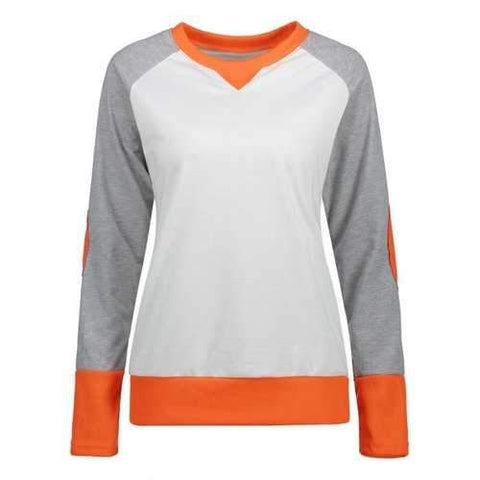 Color Block Elbow Patch Sweatshirt - Orange M